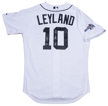 2013 Jim Leyland Game Used, Signed & Inscribed Detroit Tigers Home Postseason Jersey With Postseason Patch (Beckett)
